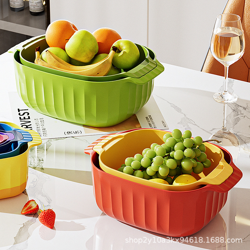 Venta directa de fábrica nuevo utensilios de cocina multifuncionales de nueve piezas, utensilios de tamiz de harina, separador de clara de huevo, lavabo de frutas y verduras