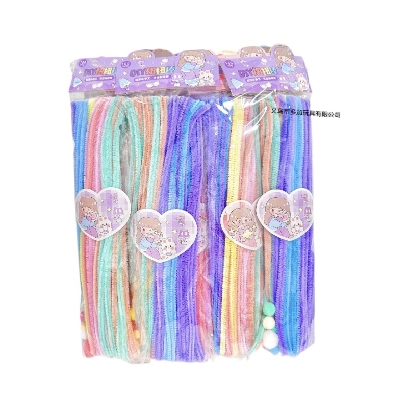 B100 macarón torsión varilla de torsión ramo de raíz de peluche material DIY juguetes de puzzle para niños hechos a mano pelo ultra denso