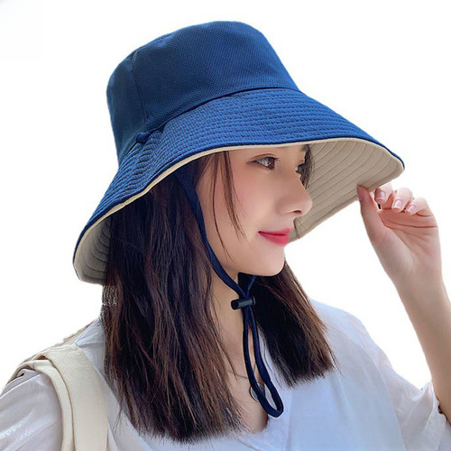 Fishing cap for women, summer versatile travel sun hat, two-sided large brim sun hat to make face small, wholesale sun cap