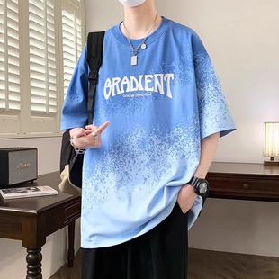 Youth Ice Silk Short Sleeve T-shirt Boys 12-15 Years Old Early Senior high school Students 13 Half Sleeve Clothes 14 Big Children Summer Clothes