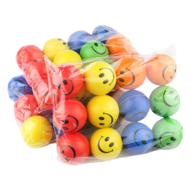 Cross-border suppliers 6.3 foot blue net baseball pu foam sponge pressure ball vent smiling face elastic ball wholesale