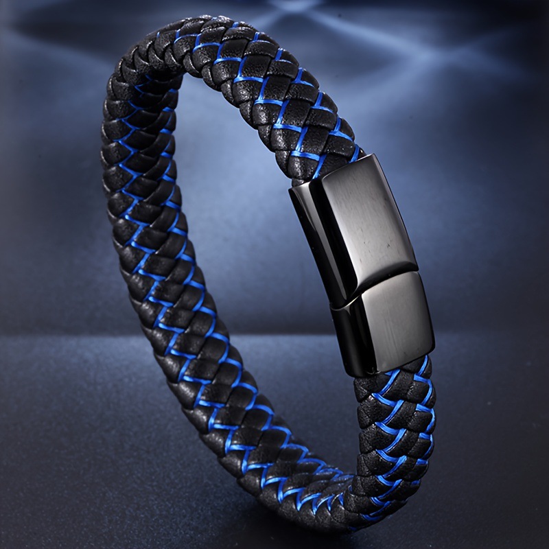 Amazon Explosions Retro Cowhide Multi-layer Hand-woven Bracelet Men's Jewelry Titanium Alloy Jewelry Magnetic Bracelet