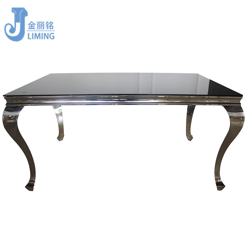 Fábrica al por mayor muebles de restaurante mesa de comedor de mármol y combinación de silla mesa de comedor y silla de pie en forma de serpiente mesa de comedor rectangular de acero inoxidable