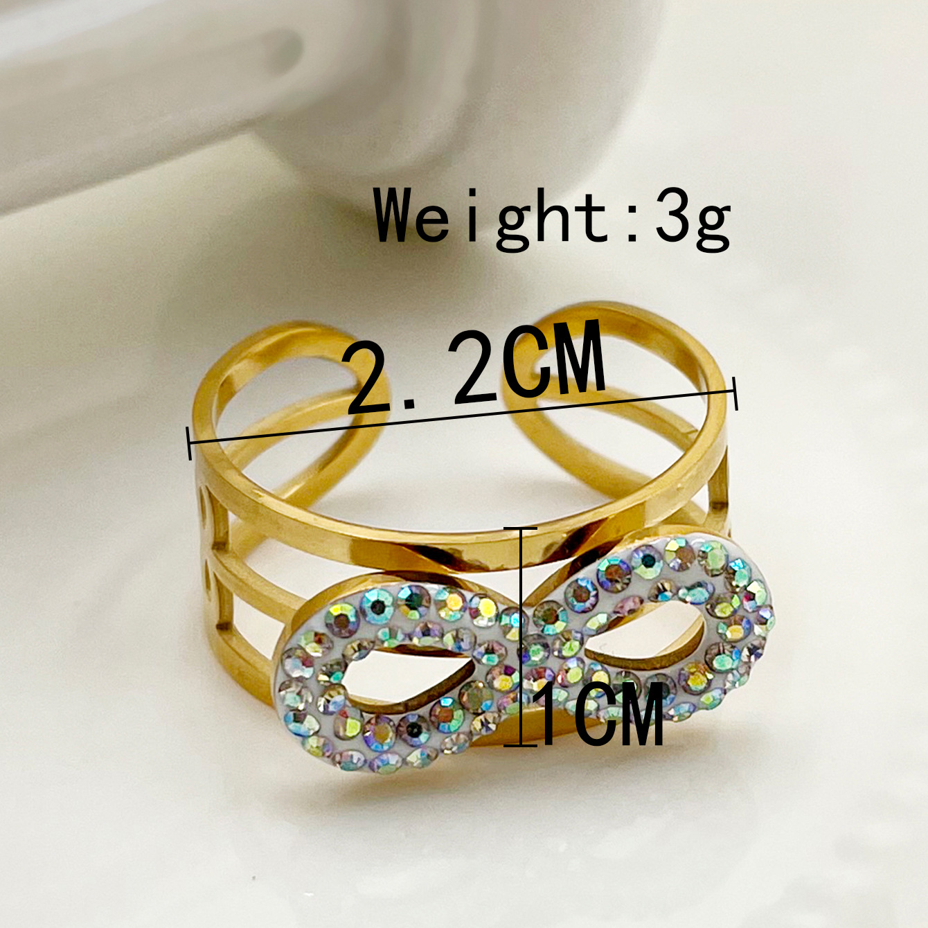 Lady Geometric Stainless Steel Plating Zircon Open Ring 1 Piece display picture 3