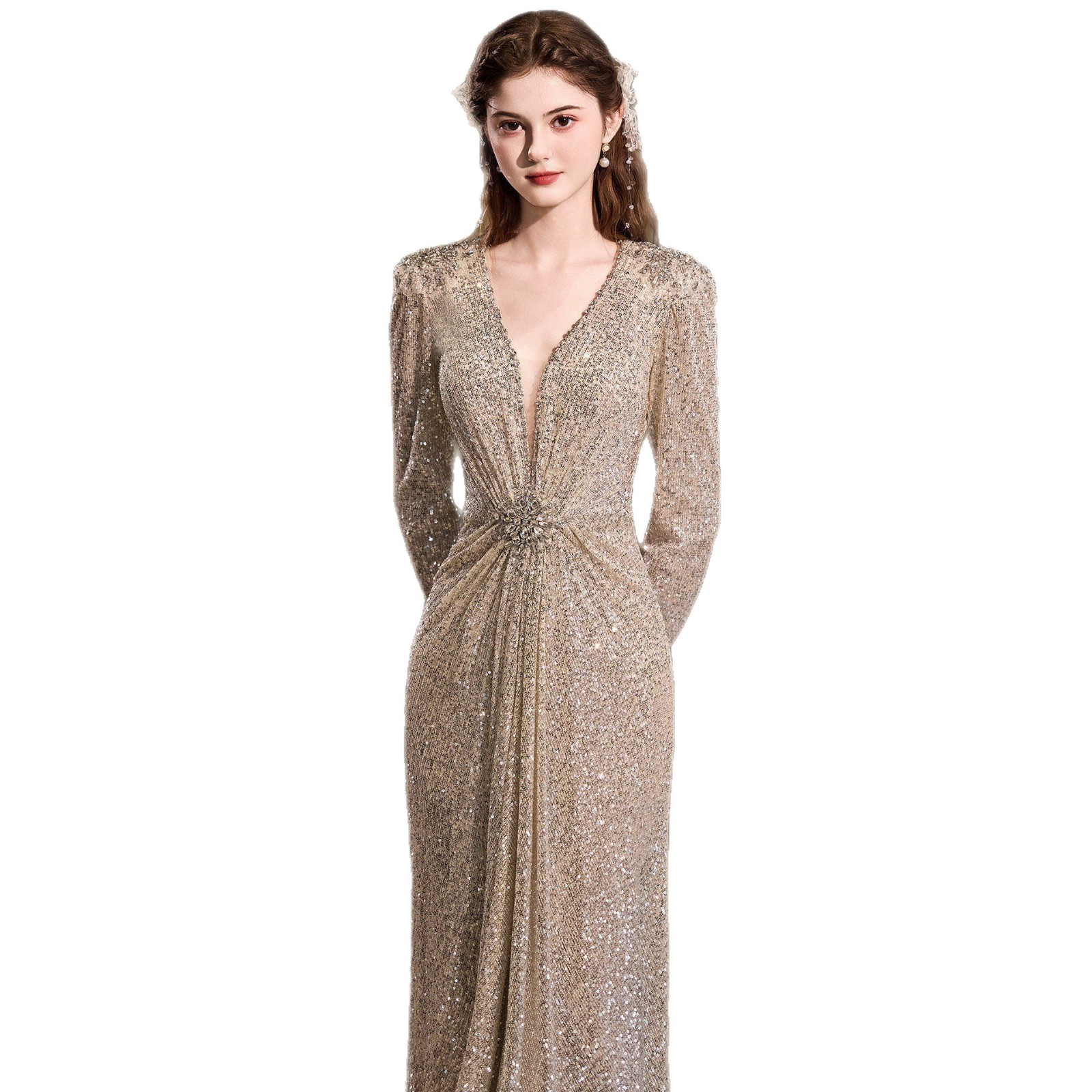 Elegant Sophisticated Long Dresses Style Evening Gowns Light Luxury Suitable For Students Art Exams Coming Of Age Ceremonies Birthday Parties Emcees_ecoleips.com