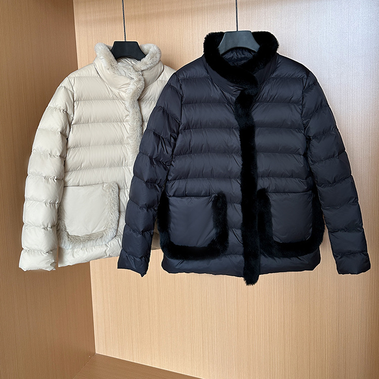 Women's Clothing Seto fur splicing short high end down jacket for women light and thin style atmospheric and elegant new Chinese style new winter_ipsvogv.com