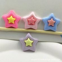 双层五星树脂配件diy笔帽文具盒发夹发绳贴饰装饰材料diy五角星