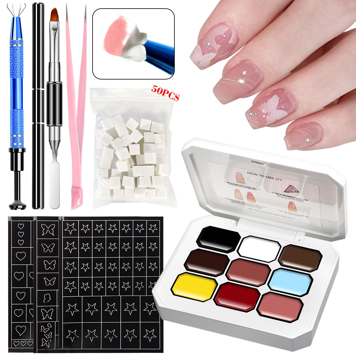 Nuevo Jiugong Ge Flap Face Jacquard 2025, nuevo pegamento de transferencia de uñas en relieve de pintura libre de lavado Aurora