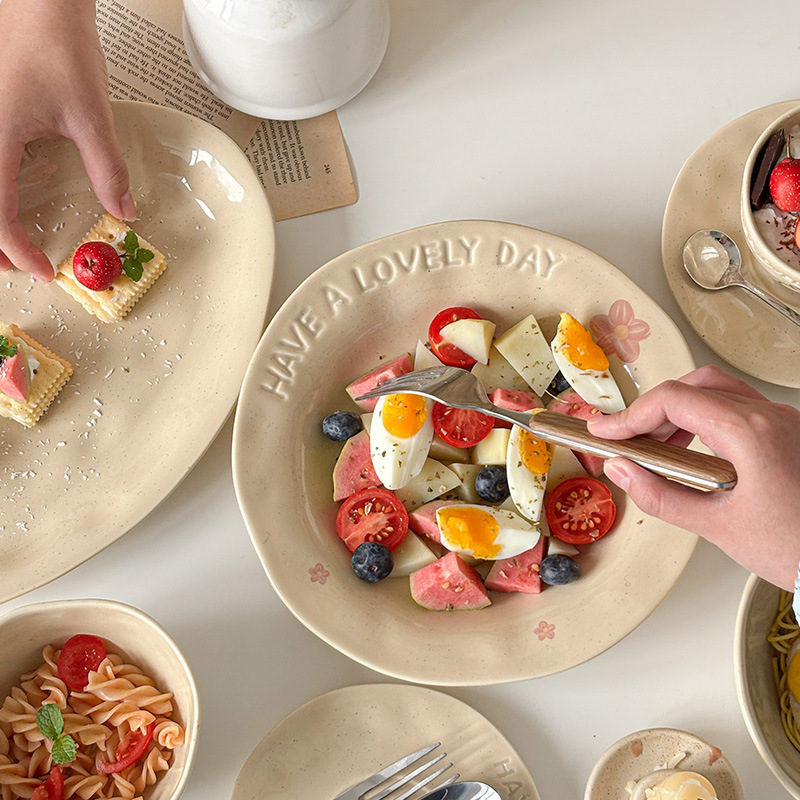 2024 New Style Retro Style Pasta Plate Ceramic Tableware Underglaze Color Dessert Sala Plate Home suit 2024 New Style Retro Style Pasta Plate Ceramic Tableware Underglaze Color Dessert Sala Plate Home suit