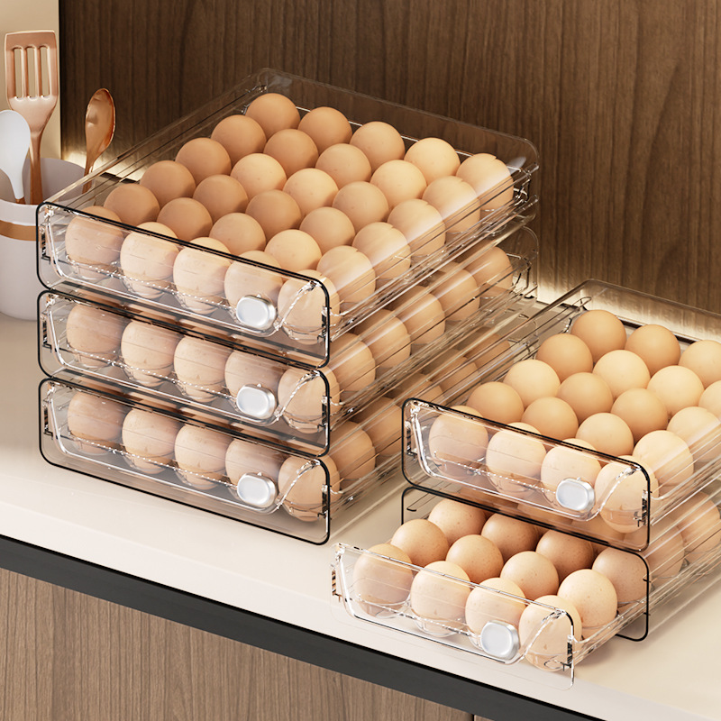Egg Storage Box, Food-Grade Sealed Fresh-Keeping Egg Rack, Household Kitchen Refrigerator-Specific Drawer-Type Organizer