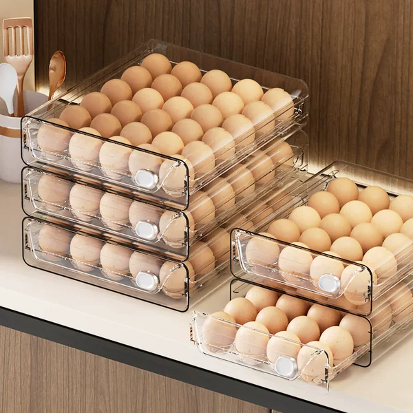 Egg Storage Box, Food-Grade Sealed Fresh-Keeping Egg Rack, Household Kitchen Refrigerator-Specific Drawer-Type Organizer
