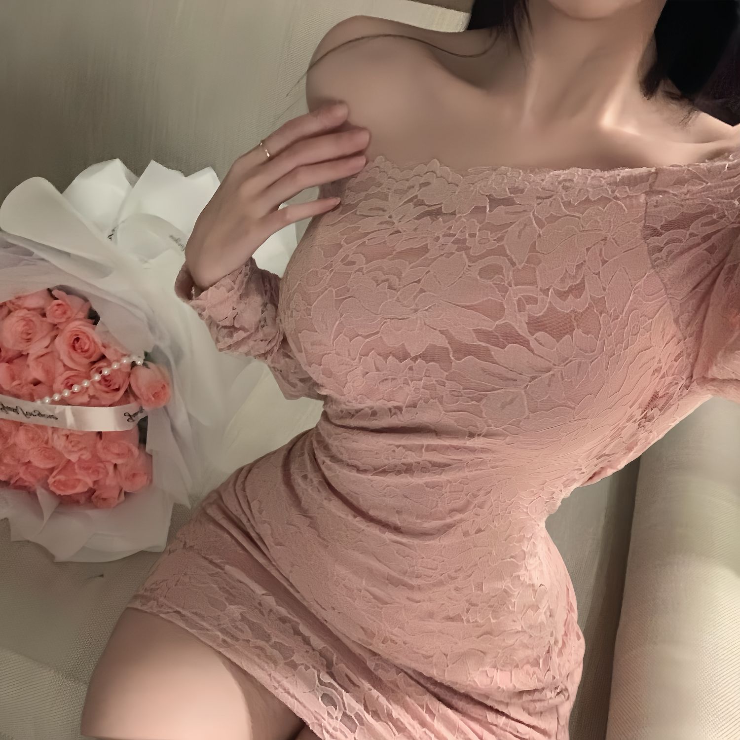 4392 핑크 레이스 잠옷