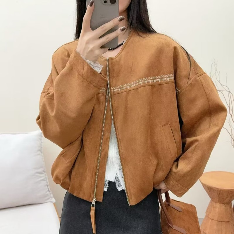 休闲复古麂皮绒短外套女春秋2025新款小个子夹克上衣流行爆款超火|undefined