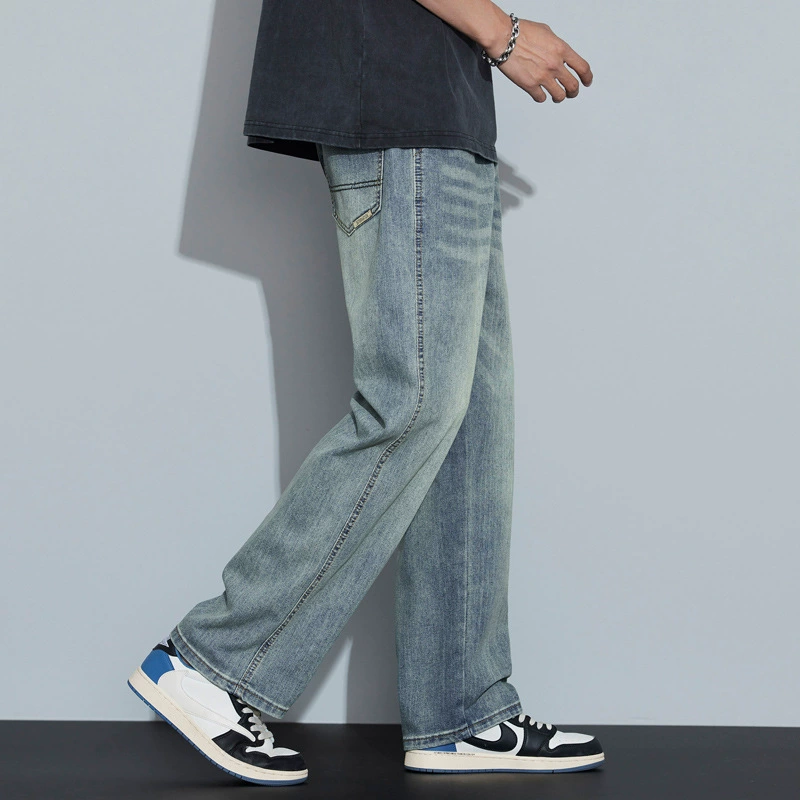 Spring jeans, universal casual trousers, trend of season, loose straight fit