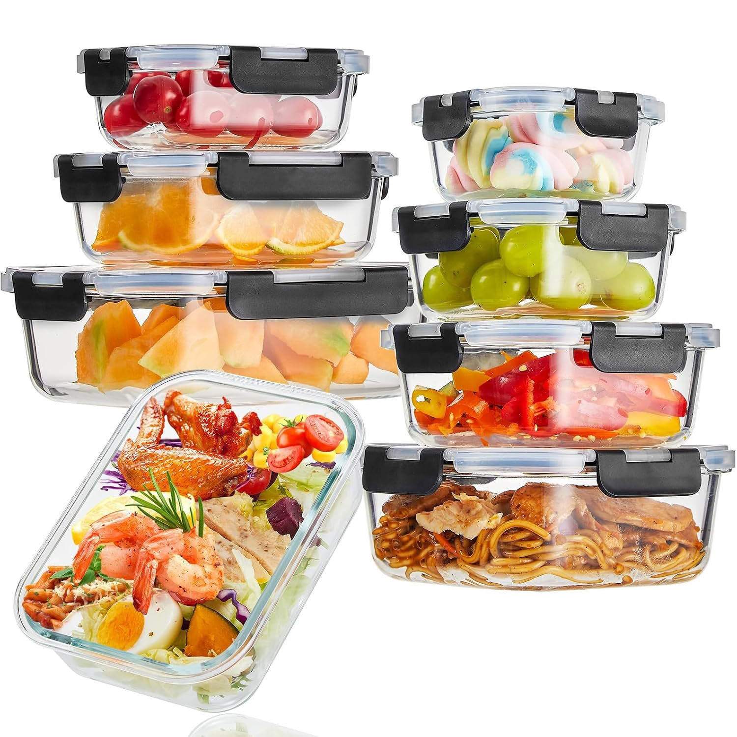 Fábrica al por mayor caja de almuerzo horno de microondas puede calentar la caja de almuerzo de oficina con la caja de almacenamiento de frutas de vidrio