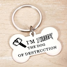 不锈钢宠物狗狗猫钥匙圈英文刻字钥匙环个性挂件