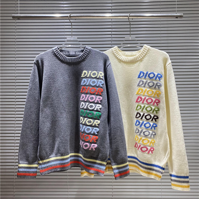 Autumn and Winter Trendy Brand Cd Letter Jacquard Chest Logo Round Neck Knitwear Knitwear for Men and Women Loose Casual Tops
