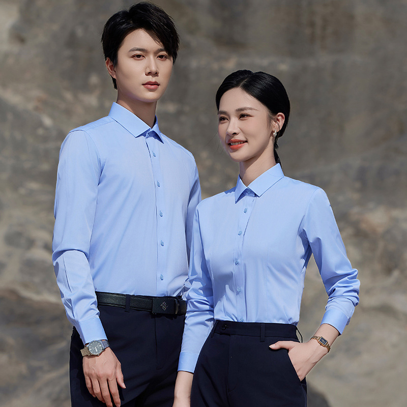 Modal Bamboo Fiber Stretch Long and Short-Sleeved Shirts Professional Wear for Men and Women, High-End Business Shirts with Embroidered Logos