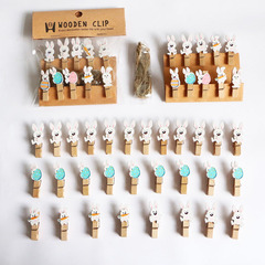 Photo album wooden small clips cartoon photo wall decoration wall hanging Easter carrot white rabbit ornament