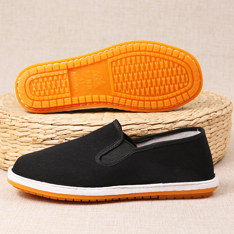 [Xishan Cloth Shoes] Spring and Autumn Men's and Women's Beef Sole Black Cloth Shoes Beijing Cloth Shoes Slip-on Handmade Casual One-Piece Hair