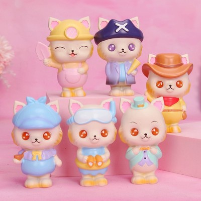 創意卡通萌狸日志盲盒 卡通樹脂工藝品擺件 日式盲盒公仔廠家批發