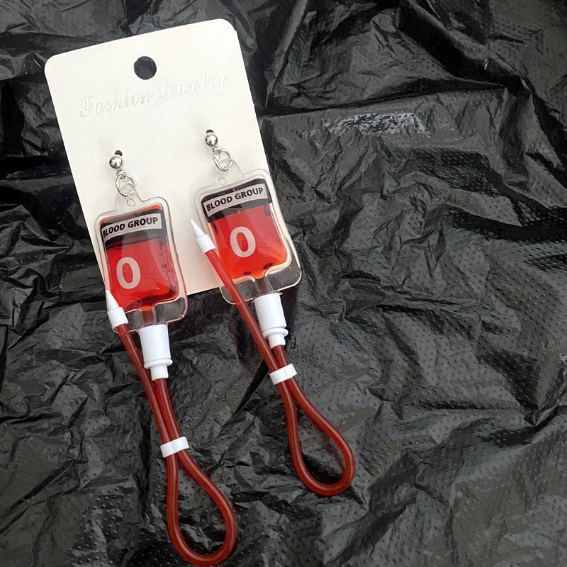 Креативные и забавные Harajuki Simulation Plasma Blood Blood Blood type серьги подкультура Y2K горячая девушка личность серьги на шее