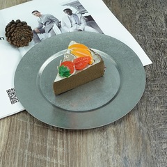 Retro plate stainless steel dinner plate with INS style, round, distressed snow silver straw hat plate, Nordic style, commercial high-quality appearance