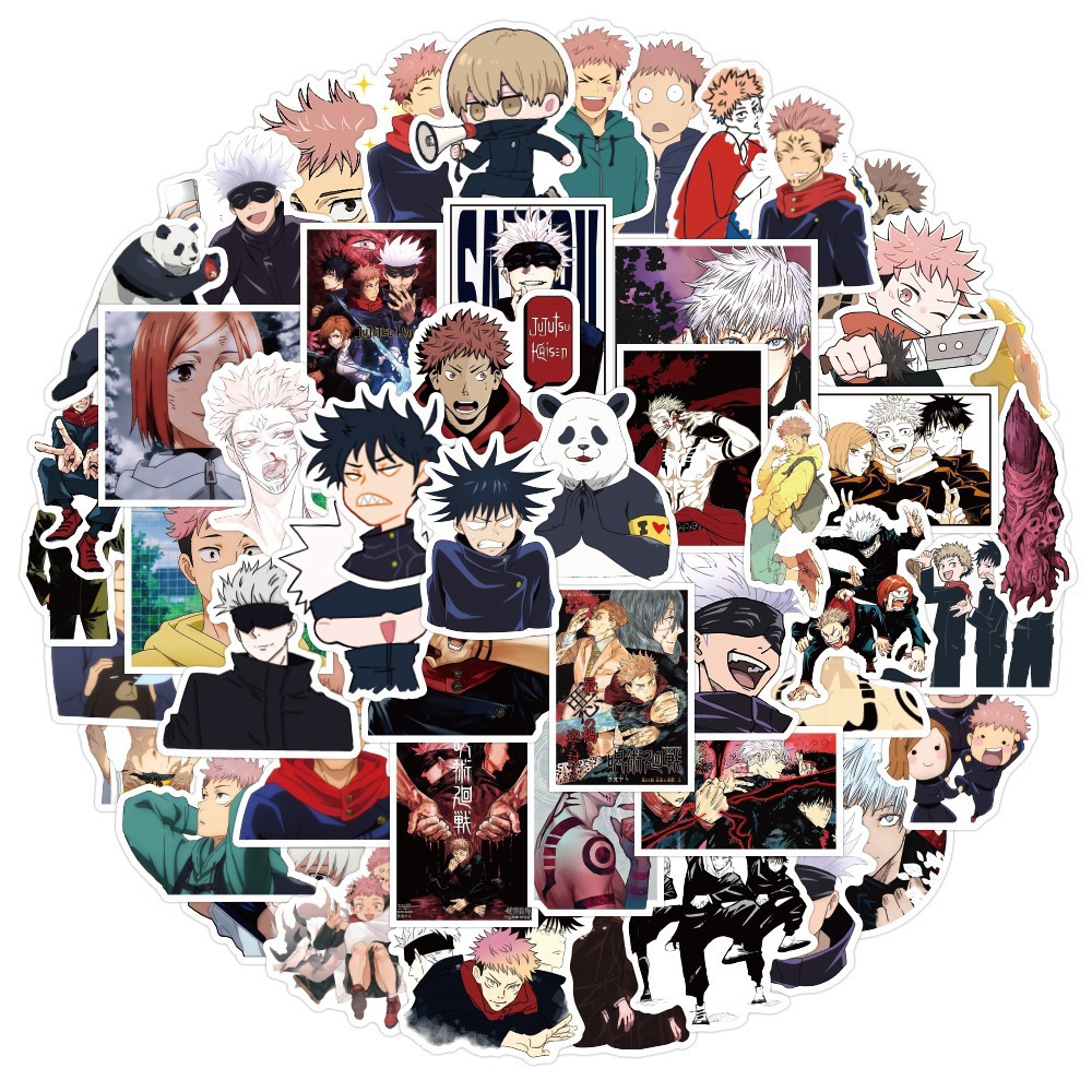 Cross-Border Hot-Selling Comprehensive 50 Spell Battle Cartoon Animation Waterproof Stickers Kpop Peripheral Lomo Handbook Stickers