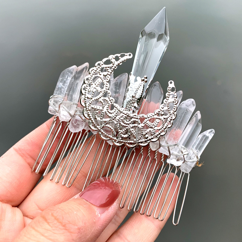 Glam Crown Crystal Handmade Inlay Rhinestones Insert Comb display picture 4