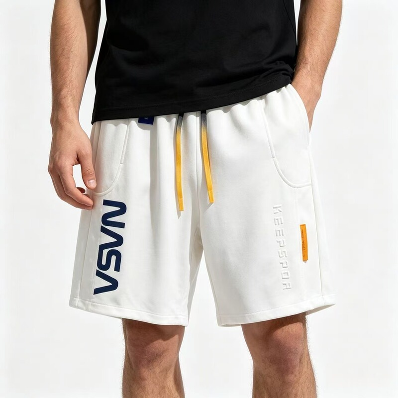 Nasa Co-Branded Rainbow Drawstring Sports Shorts, Heavyweight Summer Men's Beach Casual Loose 5-Point Shorts for Teenagers Nasa Co-Branded Rainbow Drawstring Sports Shorts, Heavyweight Summer Men's Beach Casual Loose 5-Point Shorts for Teenagers