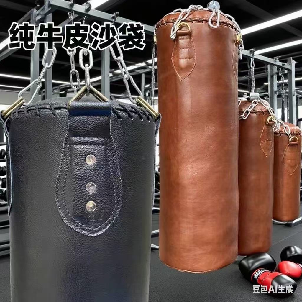 High-End Genuine Leather Sandbag Cowhide Sandbag Professional First-Layer Cowhide Adult Boxing Training Boxing Gym Home Fitness