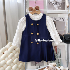 Cross-border 2023 Autumn New Girls' Korean Style Blouse Dress Set Two-Piece Set Dropshipping