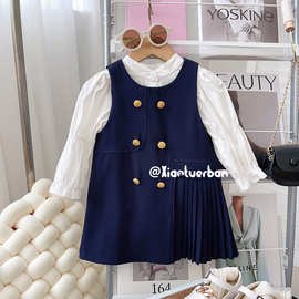 年秋季新款女童韩版背心裙衬衫套装连衣裙洋气两件套031