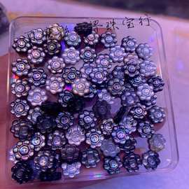 天然淡水珍珠贝壳色彩绚丽笑脸太阳花雕刻件DIY配饰配手串手工绳