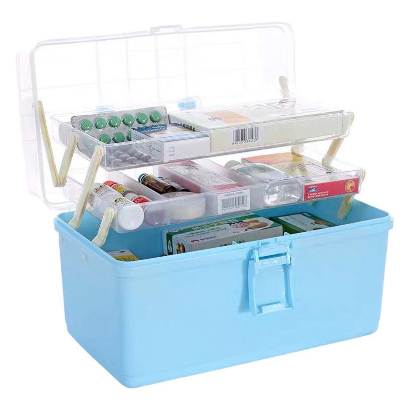 Clasificación de medicina del hogar caja de almacenamiento caja de medicina multi-capa de gran capacidad portátil caja de medicina de emergencia médica paquete familiar