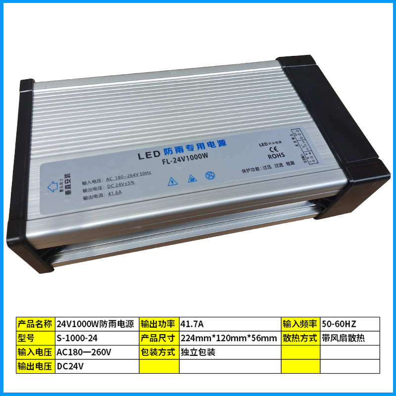LED conmutador a prueba de lluvia fuente de alimentación 12v24v36v5v palabra luminosa signo silencioso DC 60w120w300 ingeniería