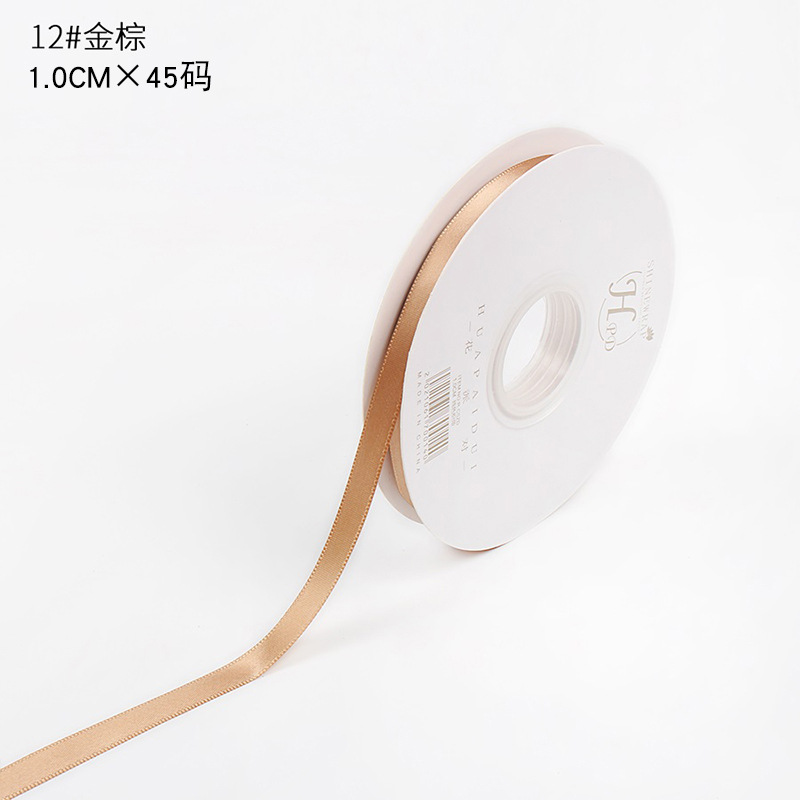 Brillante color sólido 1cm cinta material de embalaje de flores poliéster de alta densidad diy material de florista de pasteles hechos a mano