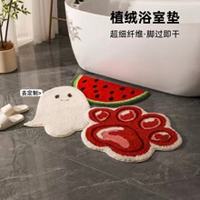 跨境植绒浴室垫超细纤维TPR防滑吸水垫卫生间脚垫可定制创意地垫