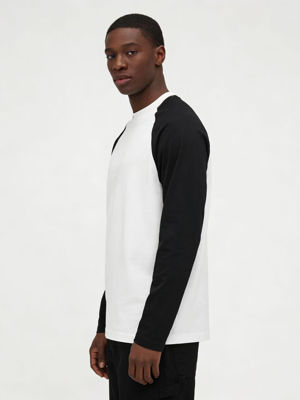 Men's Colour Block Raglan Long Sleeve T-shirt Loose Fit Casual_voghion.com