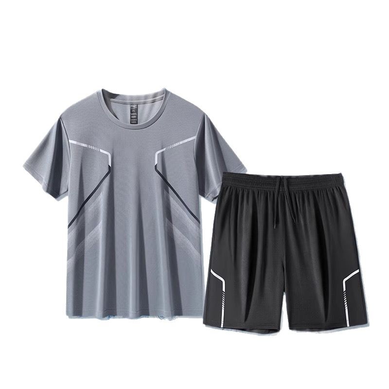 Source manufacturers sportswear suit men's running short sleeve ice silk summer quick-drying clothes basketball clothes fitness clothes shorts