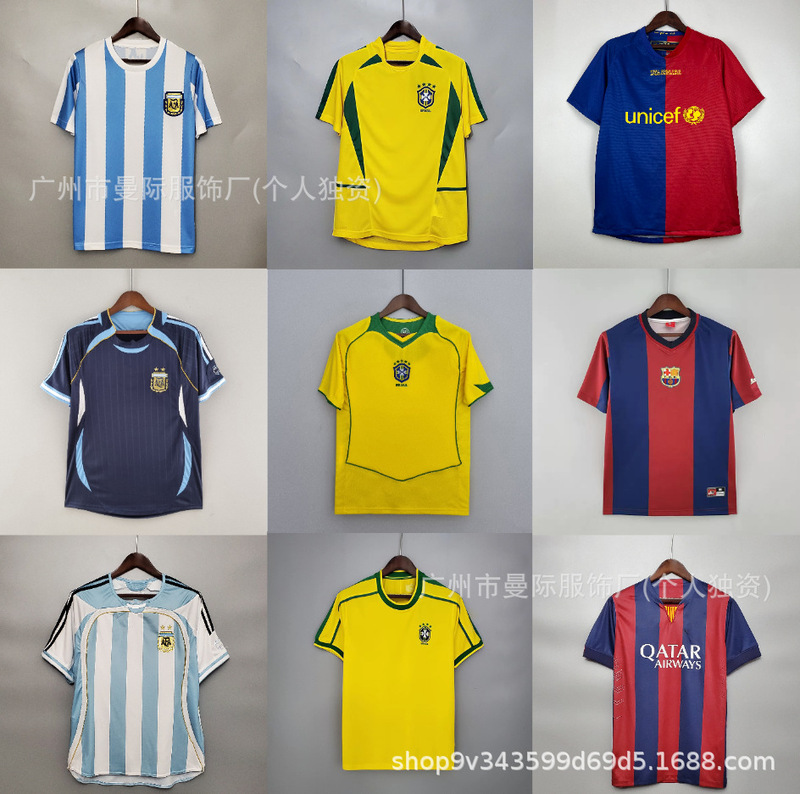 Retro Series Football Jerseys Barcelona Brazil Argentina Home and Away Football Jerseys