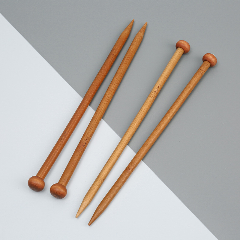 Fábrica directa de 25cm de bambú aguja de cabeza única suéter herramientas de tejido de lana multi-especificaciones aguja de tapping carbonizada