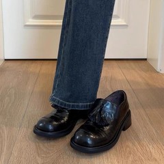 羊皮版 ~ 一足でレトロな流蘇楽福靴の丸首と小さい革靴の本革の太さと英倫単靴の女性を漕ぎます。