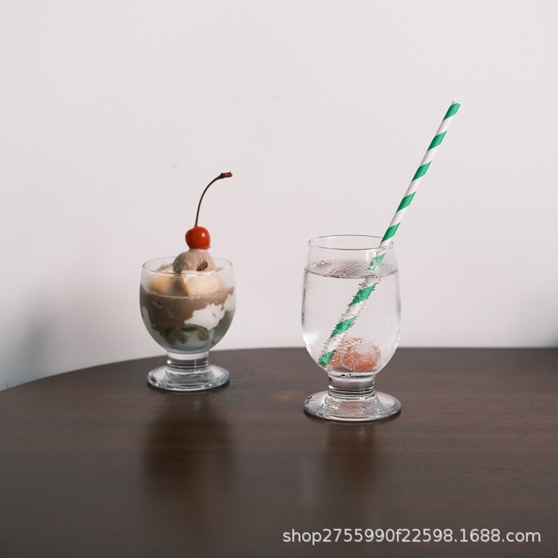 Old Libby Lead-Free Short Feet Glass Chubby Beer Coffee Fruit Juice Soda Green Plum Wine Yogurt Dessert Cup