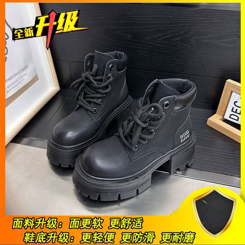 复古英伦风马丁靴女2025秋冬季新款加绒时尚百搭厚底增高短靴子潮