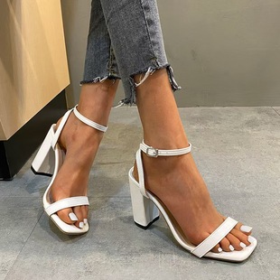 New European and American Style Plus-Size Sexy High-Heeled Sandals 2025 Summer One-Strap Fashion Chunky Heel Versatile 9cm Sandals