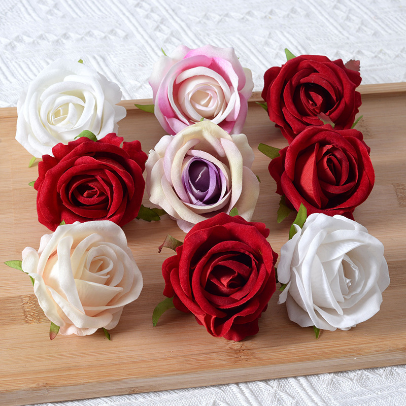 Valentine's Day simulation small flannel rose flower head curling corsage head wedding flower wall loose flower arrangement rose floral Valentine's Day simulation small flannel rose flower head curling corsage head wedding flower wall loose flower arrangement rose floral