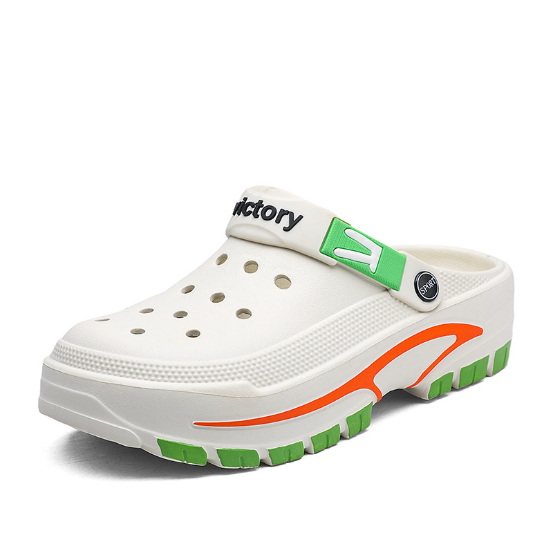 Large Size Hole-In-The-Wall Clogs That Can Be Worn Outside, Versatile Casual Closed-Toe Slippers, Thick-Soled Non-Slip Wear-Resistant Beach Sandals, Anti-Slip and Anti-Odor