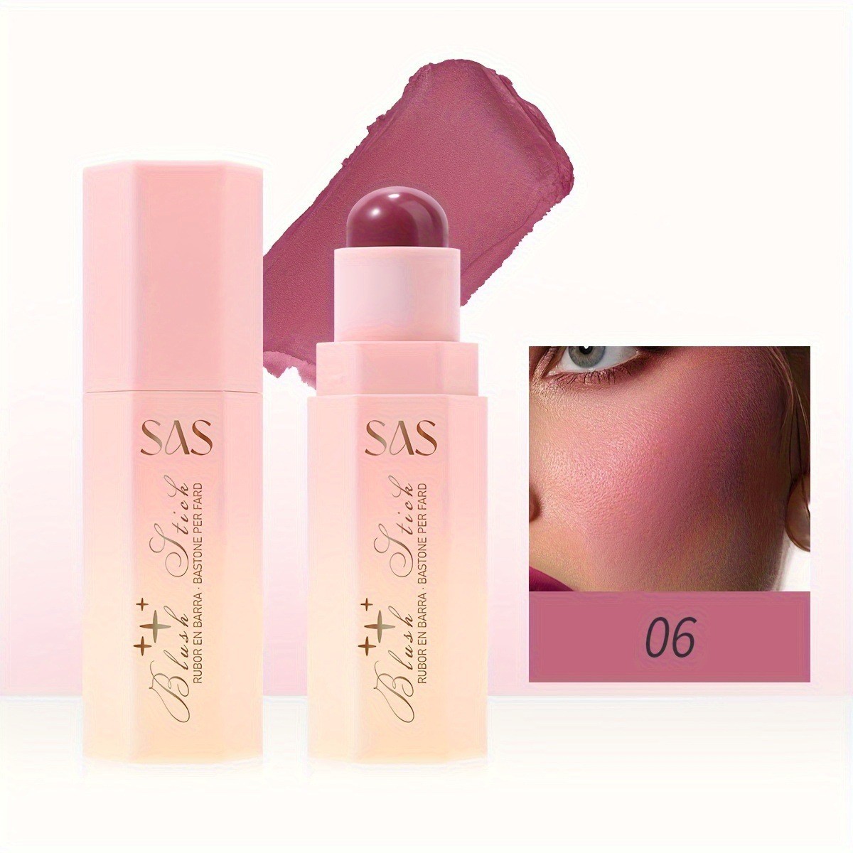 USHAS Europa y los Estados Unidos en el punto transfronterizo barra de blush carmine portátil multipropósito blush mate efecto de maquillaje SAC017