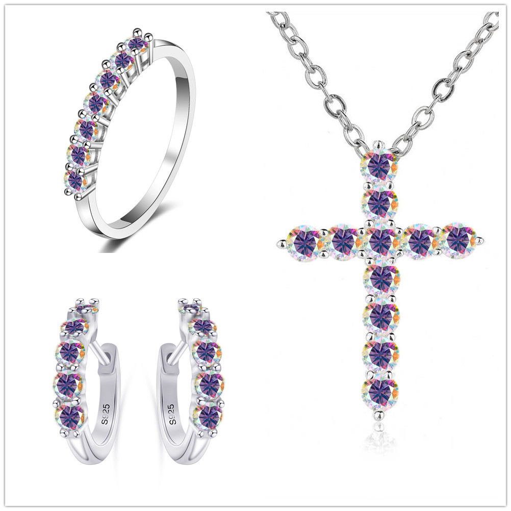 2.8CT Color Moissanite Set Sterling Silver S925 Set con Certificado GRA Over-Tested Pen Pen Ring Set